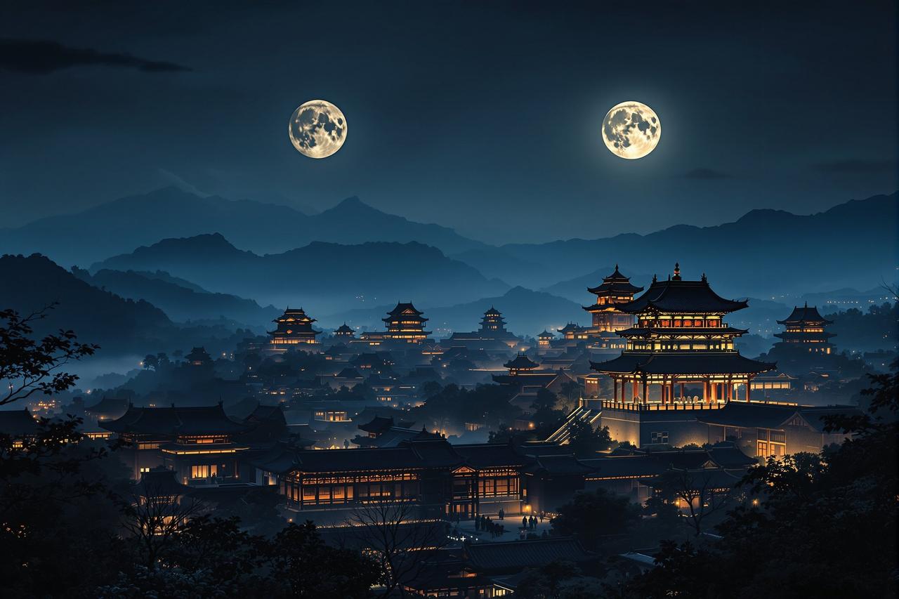 成人精品视频 - 月色下的中国古建筑宫殿夜景